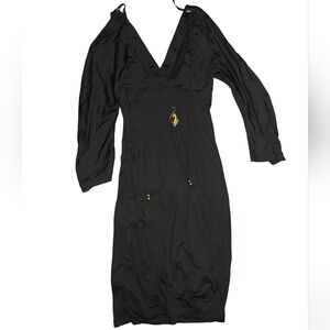 Elegant Black Dress with Gold Detail